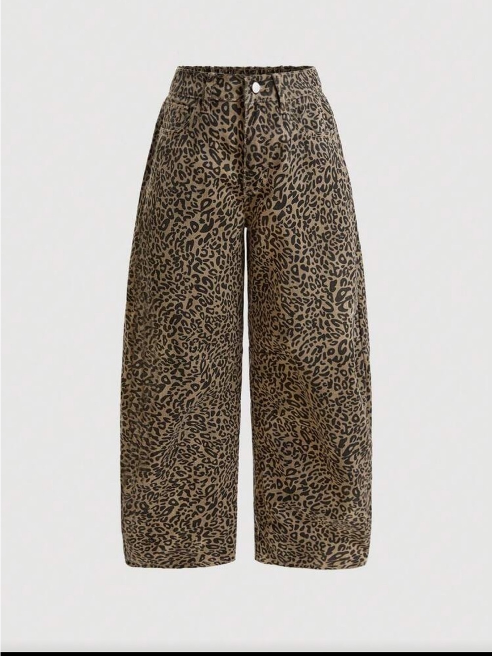 Petite Wide Leg Leopard Print Pants - Brown/Black - Picture 1 of 8